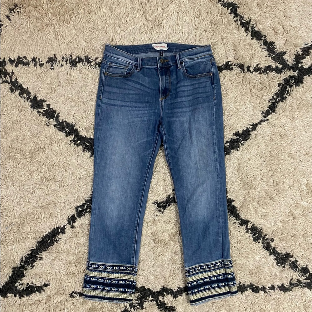 Driftwood Colette Straight Leg Embroidered Hem Jeans - Picture 8 of 10